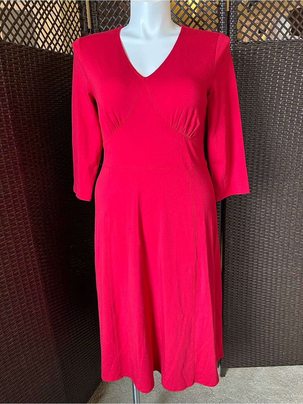 Sahalie Vibrant Red V-Neck A-Line Dress NWOT